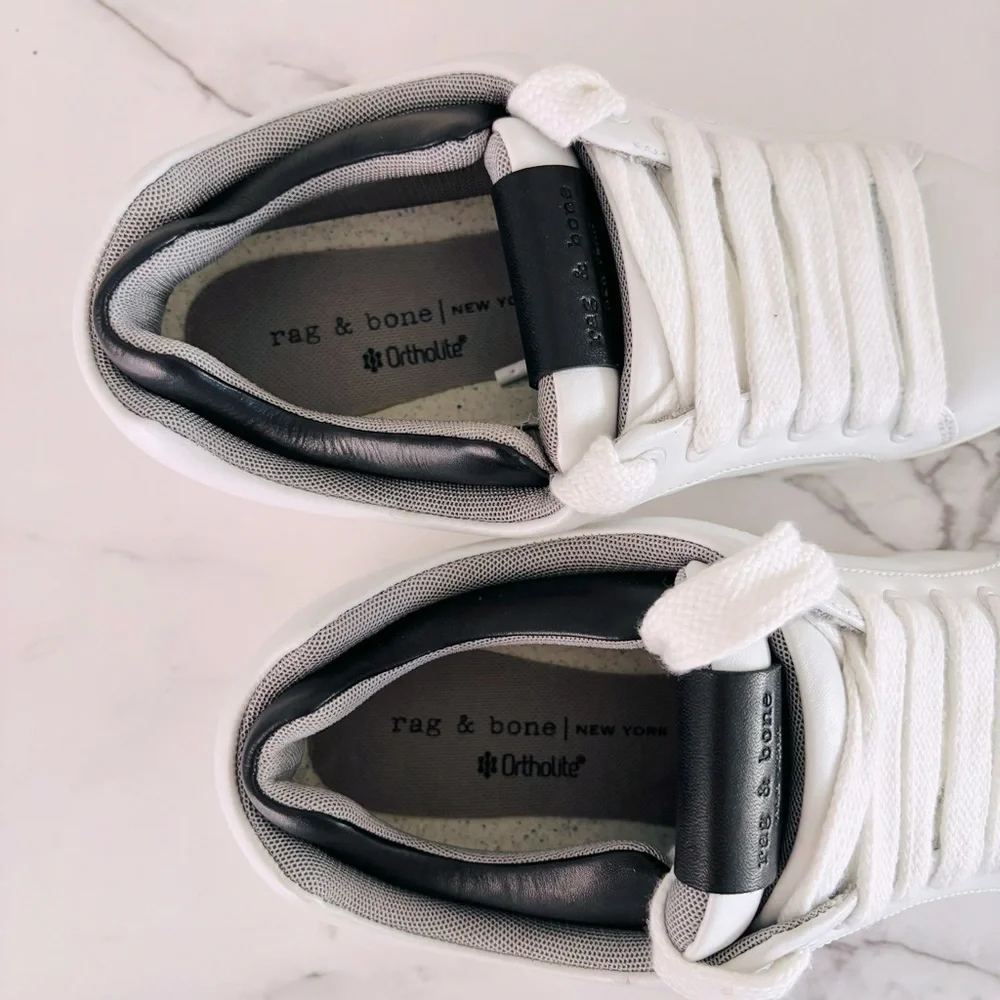 Rag & Bone Retro‎ Pro Leather Chunky Sneakers Size 39 US 9 White Black Ortholite